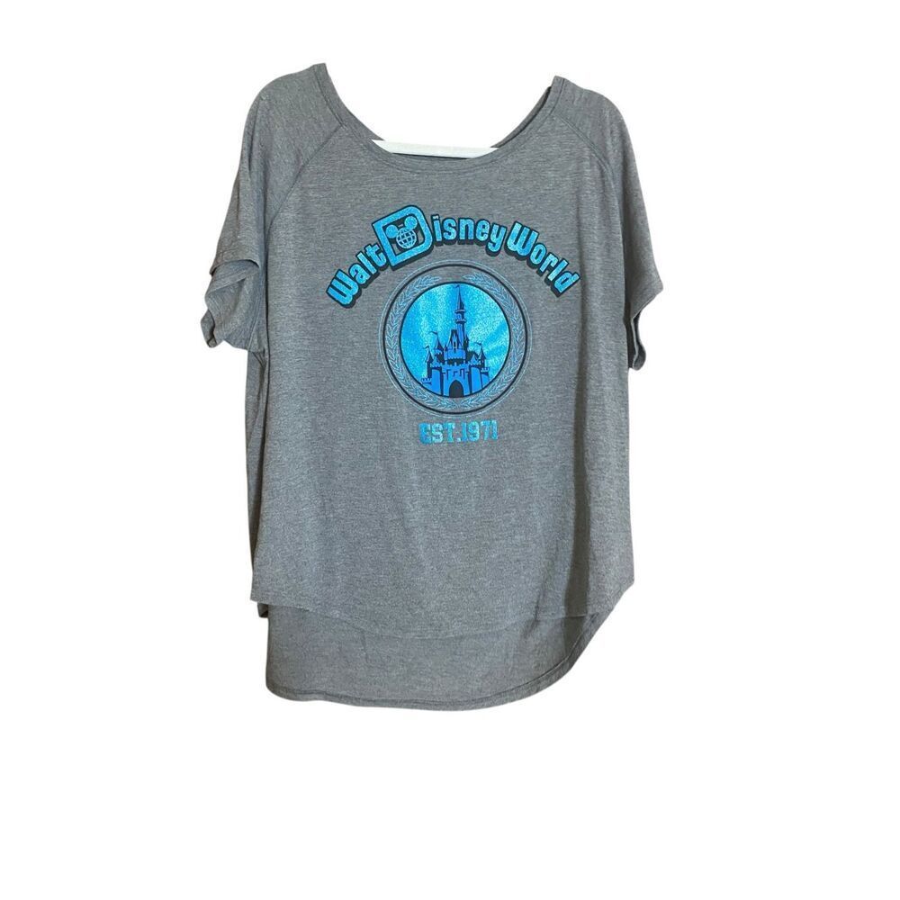 Disney World Gray T-Shirt 3X Women’s Plus Top Castle Graphic Tee Parks EST 1971